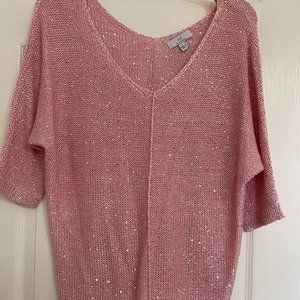 H by Halston Pink Beaded Blouse